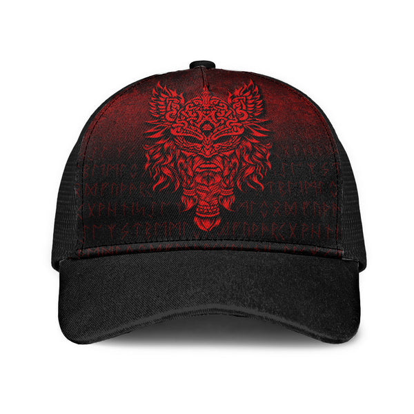 Viking Mesh Back Cap Odin The Allfather Asgard God And Chief Of Aesir Red Version