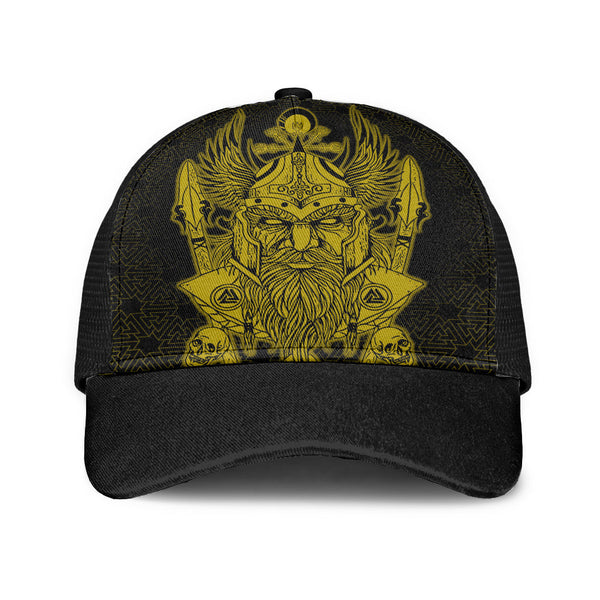 Viking Mesh Back Cap Odin And Raven Gold