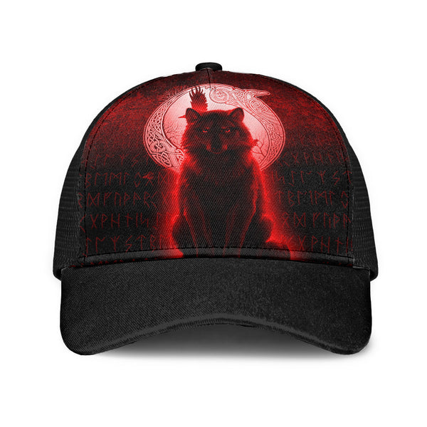 Viking Mesh Back Cap Fenrir Viking Wolf Red Version