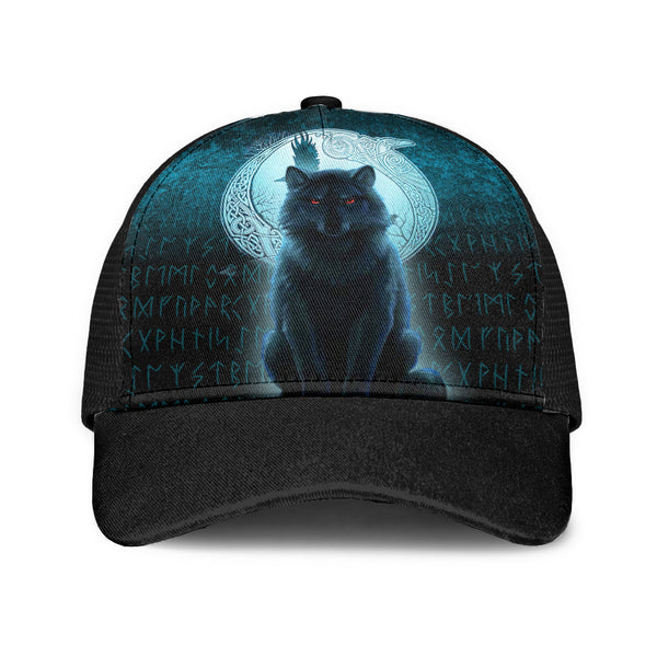 Viking Mesh Back Cap Fenrir Viking Wolf Cyan Version