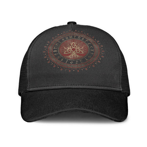 Viking Mesh Back Cap Tree Of Life With Triquetra