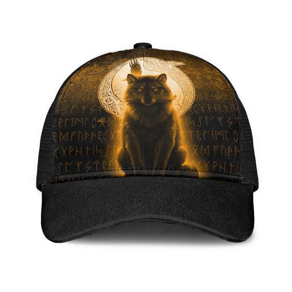 Viking Mesh Back Cap Fenrir Viking Wolf Gold Version