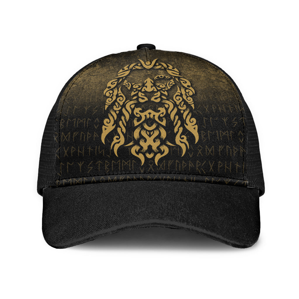 Viking Mesh Back Cap Viking God Odin Allfather In Asgard Raven God Gold Version