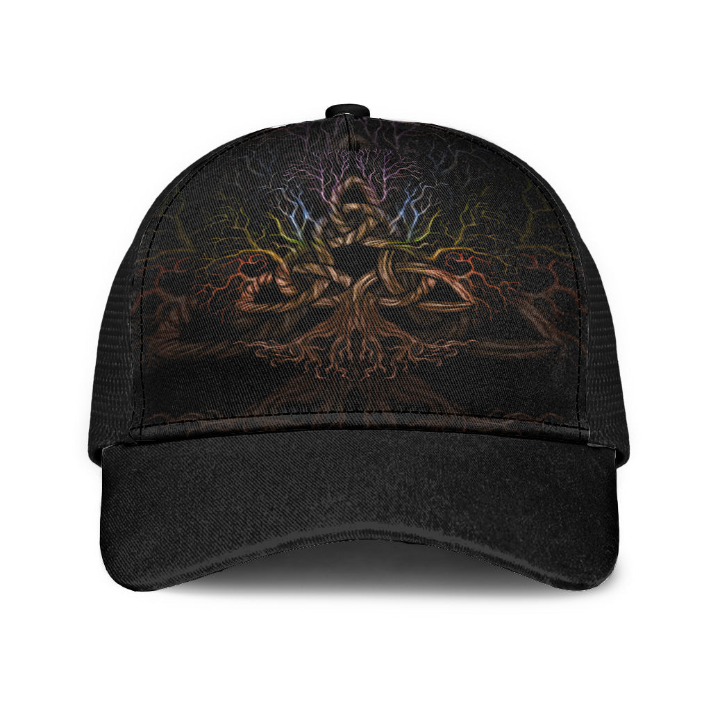 Viking Mesh Back Cap Colorful Tree Of Life With Triquetra