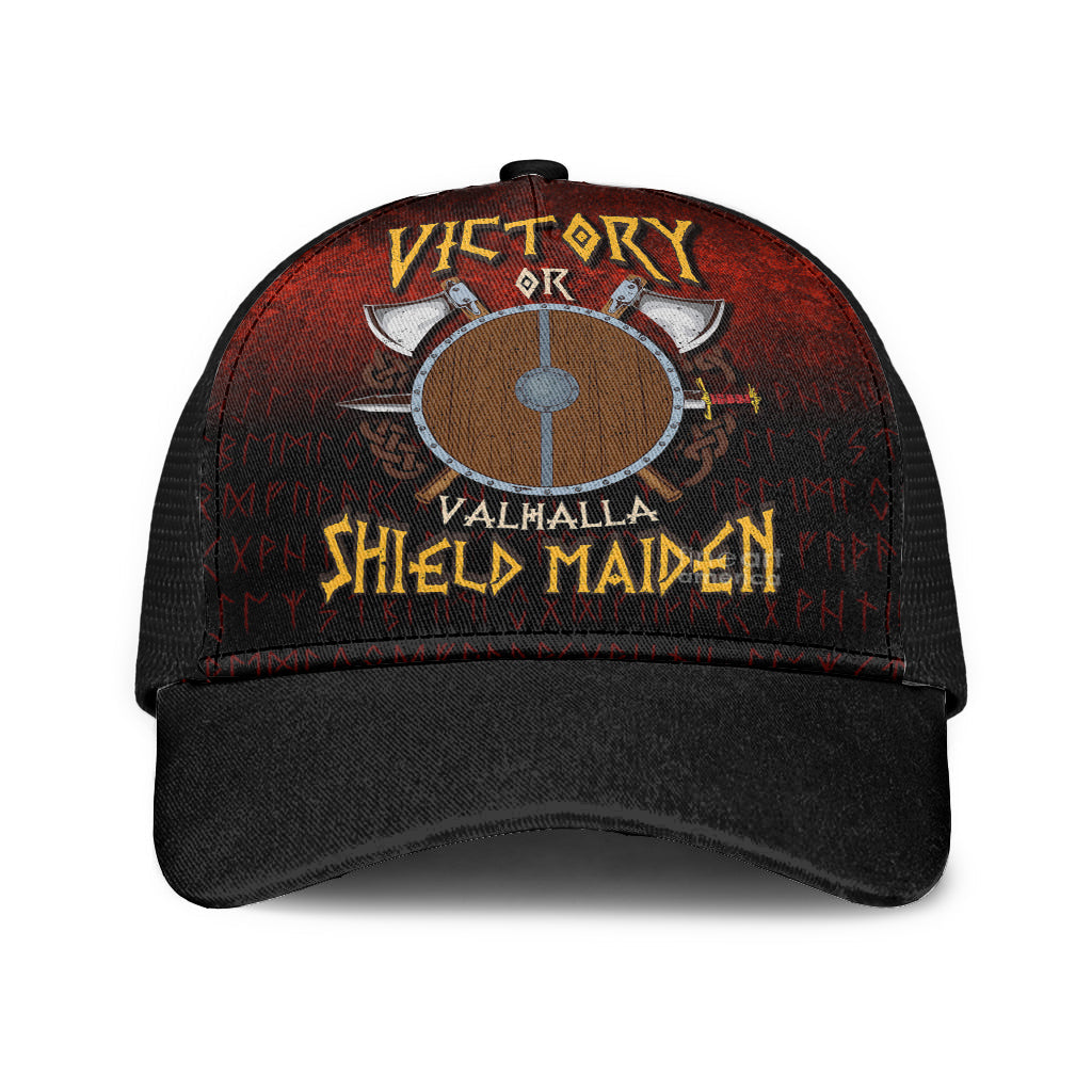 Viking Mesh Back Cap Victory Or Valhalla Shield Maiden Style Ver01