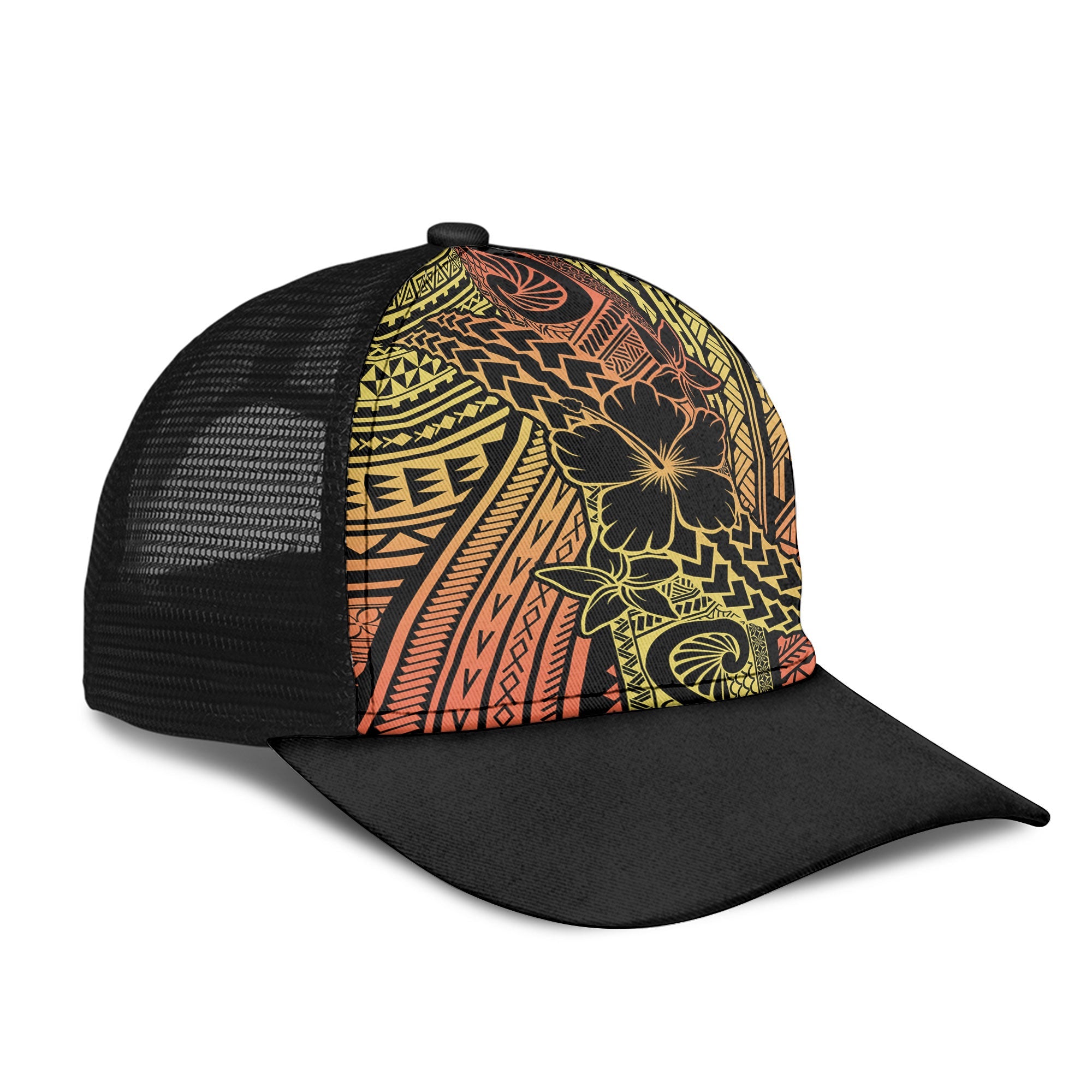 Hawaiian Reggae Mesh Back Cap Polynesian Hibiscus Style