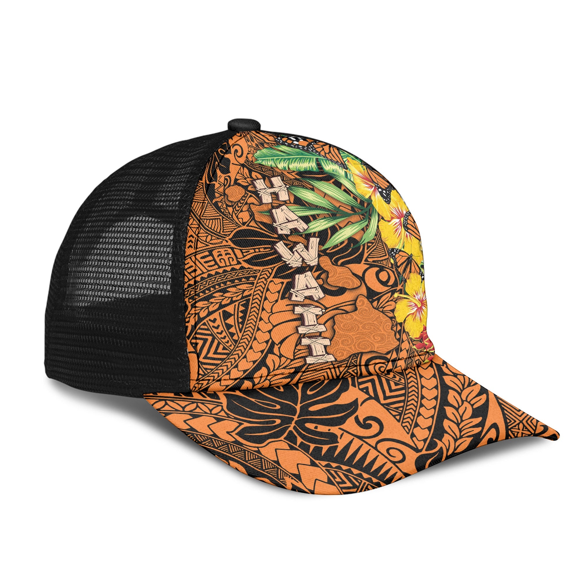 Hawaii Mesh Back Cap Kamehameha Butterfly Tropical Style