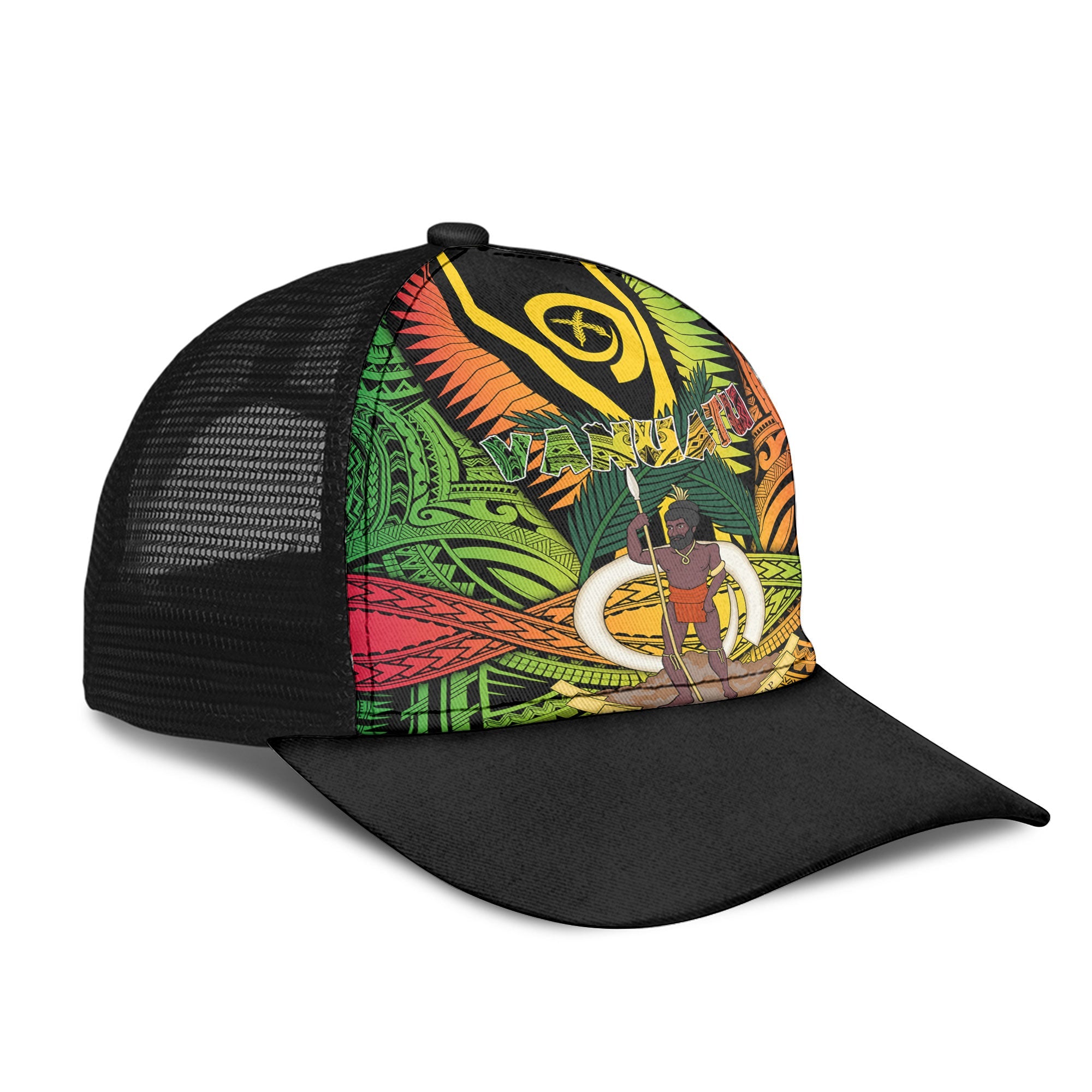 Vanuatu Mesh Back Cap Coat Of Arms Reggae Style