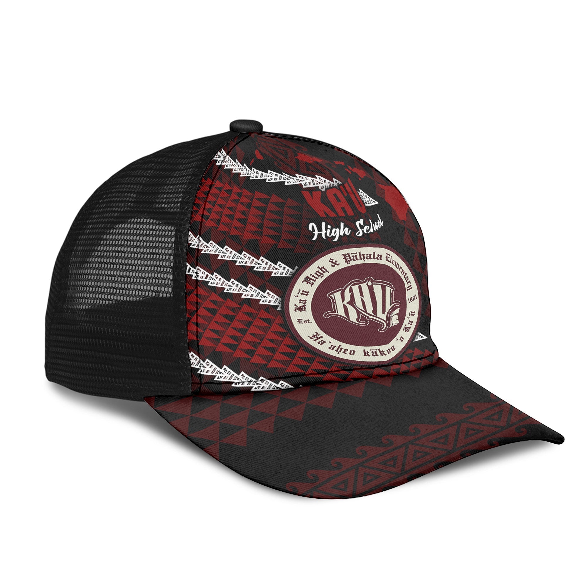 Hawaii Kau High & Pahala Elementary School Mesh Back Cap Map Style