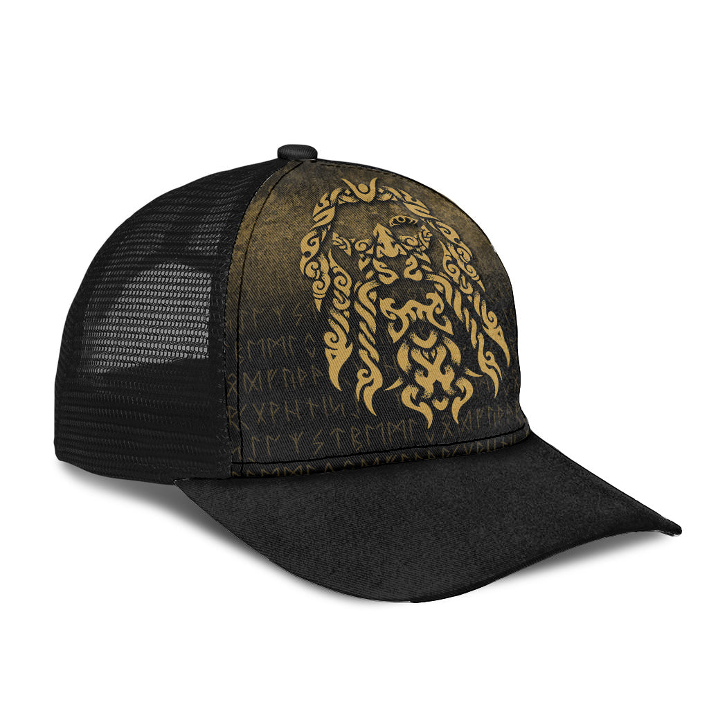 Viking Mesh Back Cap Viking God Odin Allfather In Asgard Raven God Gold Version