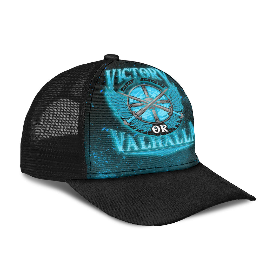 Viking Mesh Back Cap Victory Or Valhalla Cyan Style