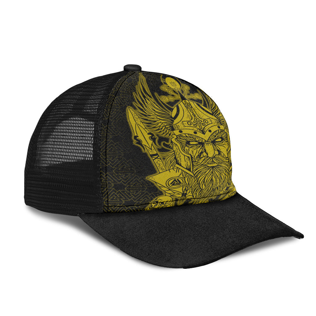 Viking Mesh Back Cap Odin And Raven Gold