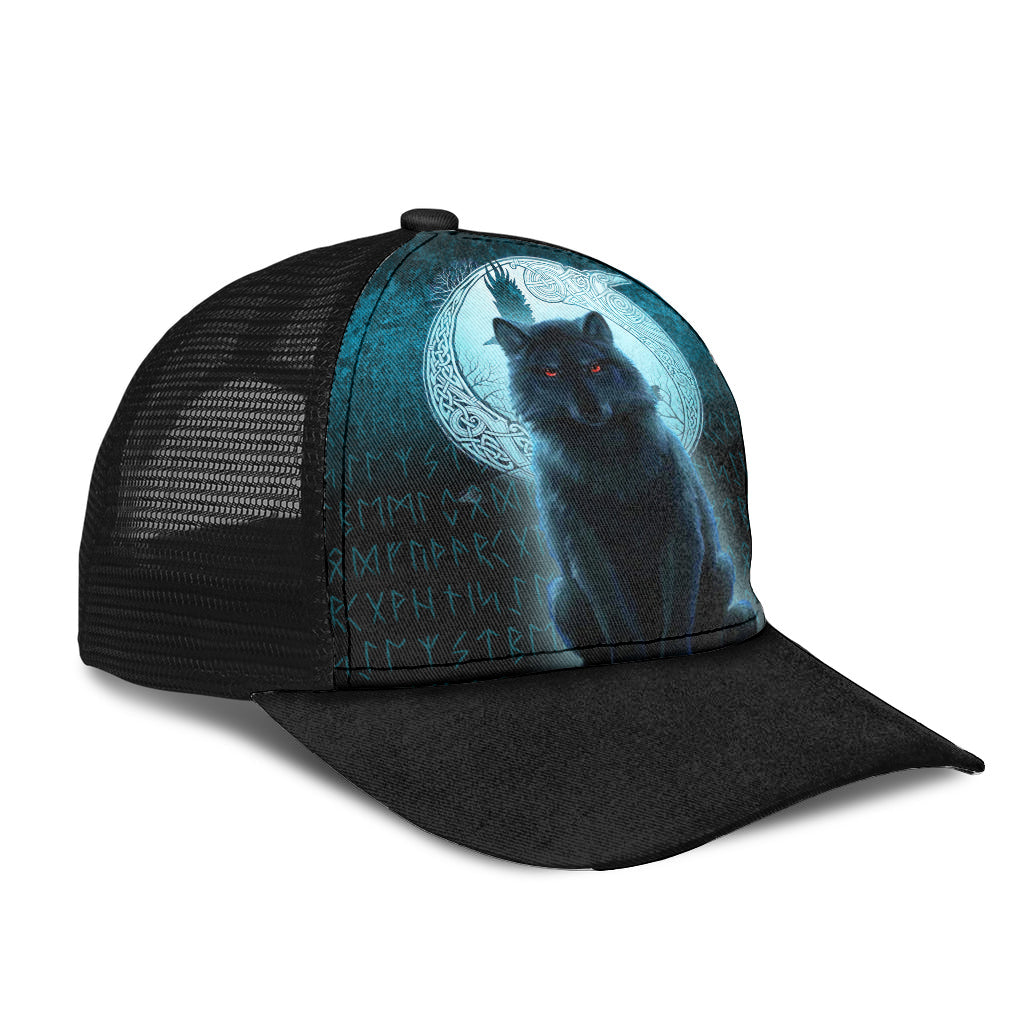 Viking Mesh Back Cap Fenrir Viking Wolf Cyan Version