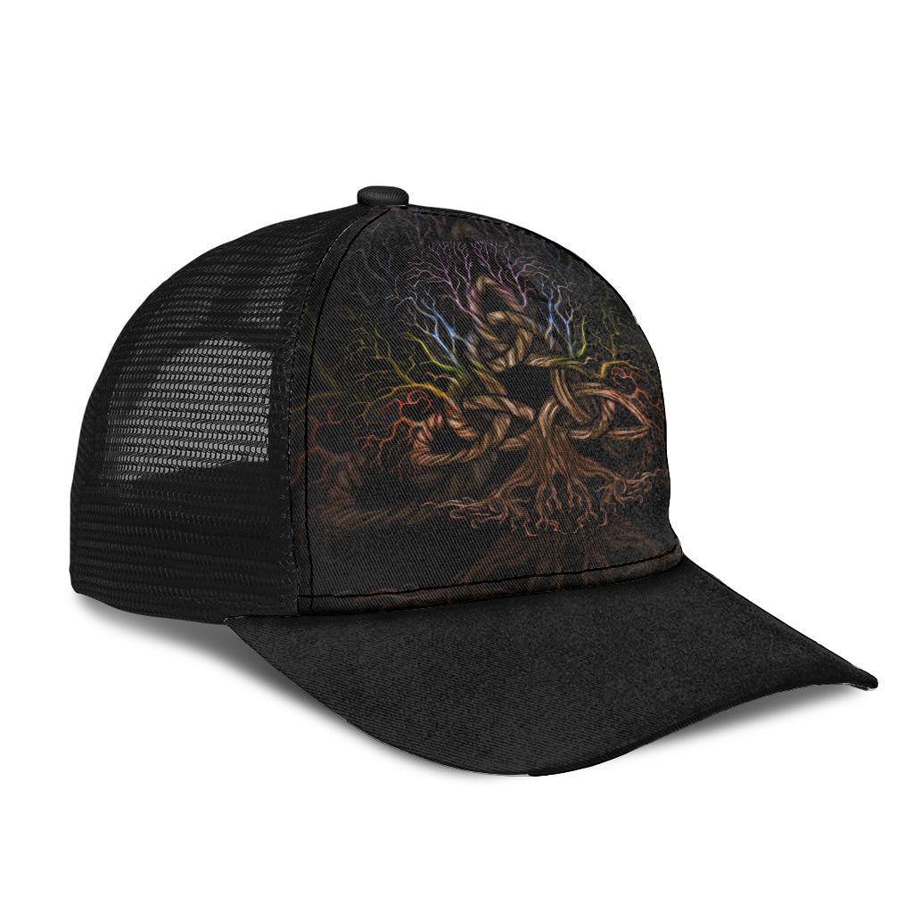 Viking Mesh Back Cap Colorful Tree Of Life With Triquetra