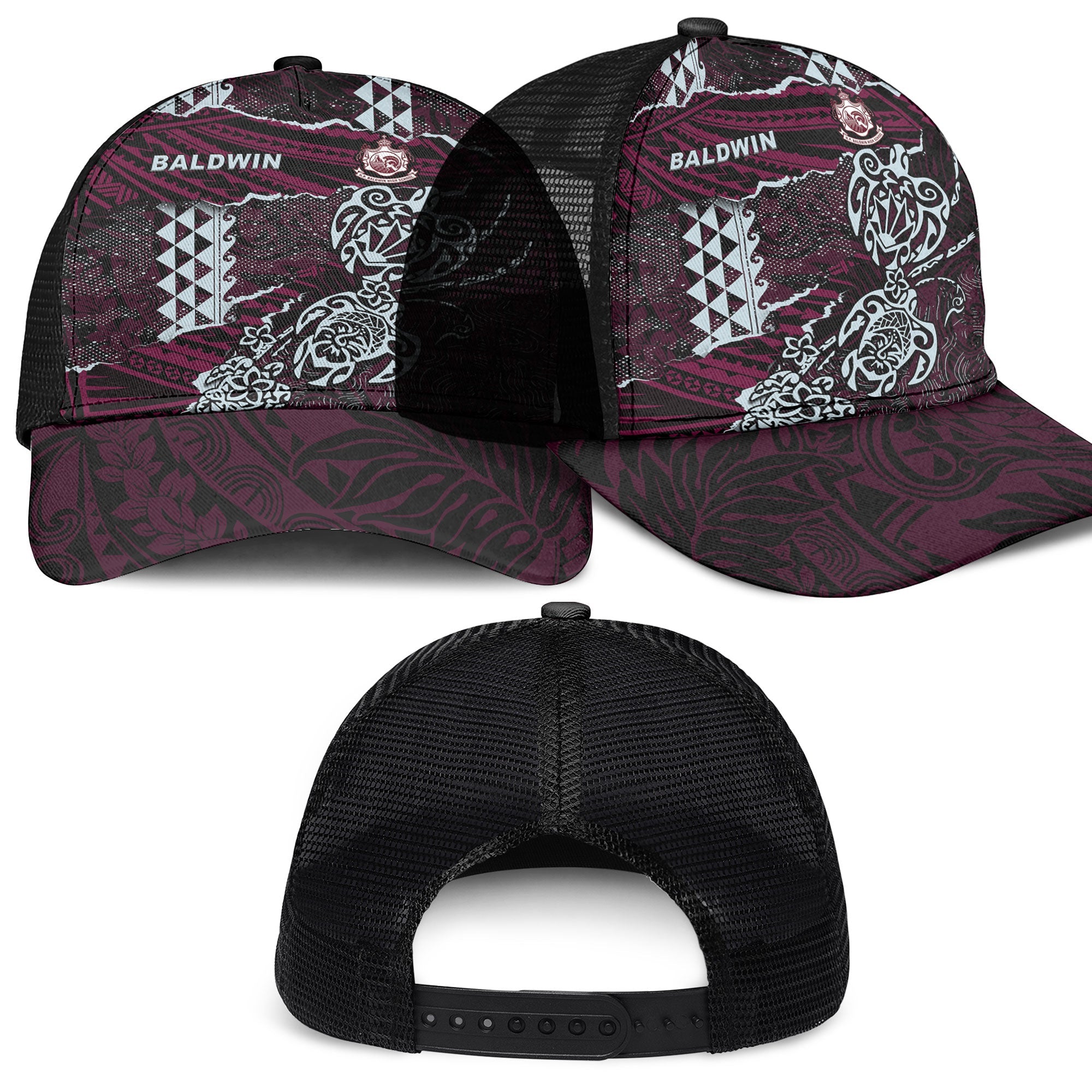 Hawaii Baldwin High School Mesh Back Cap Polynesian Turtle Style