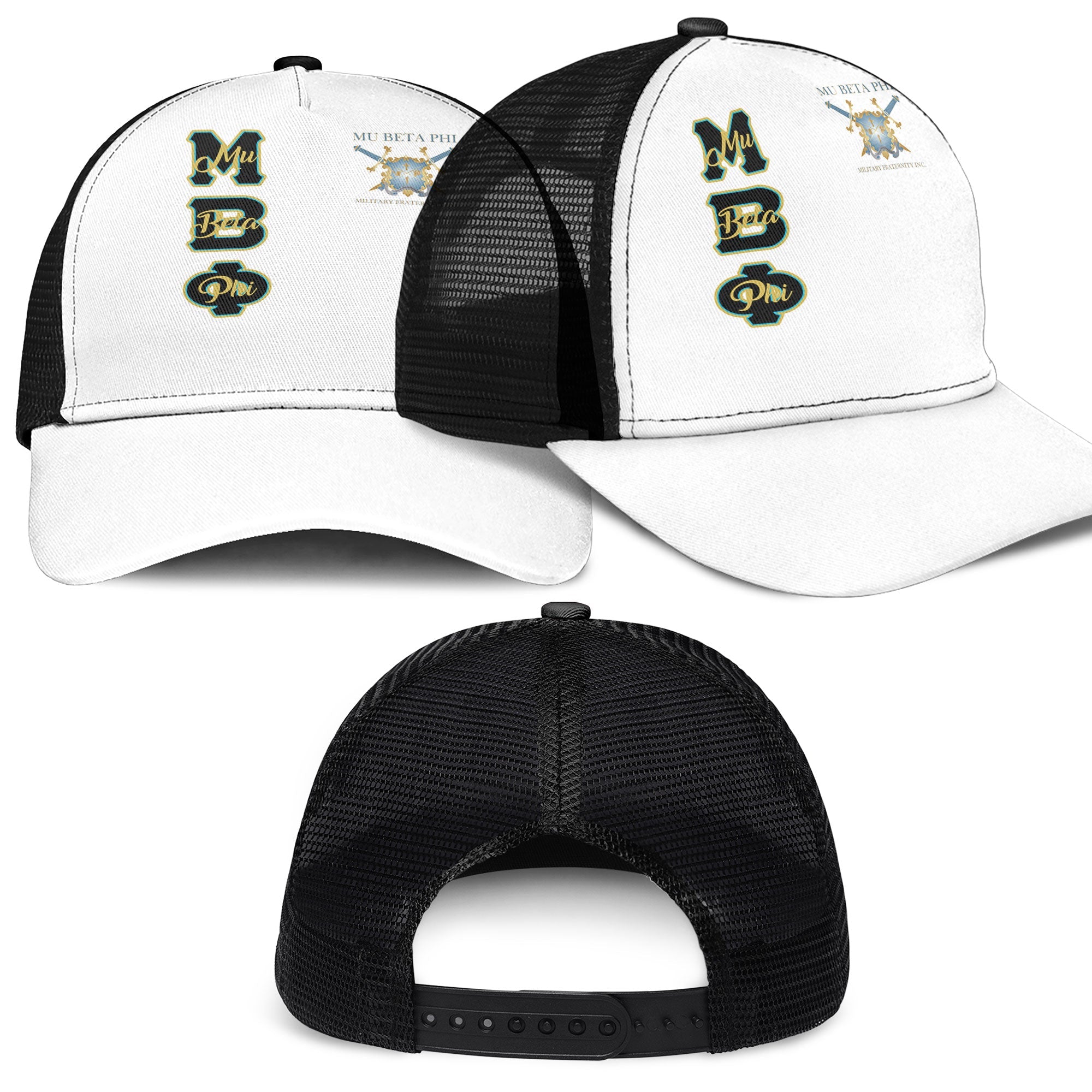 Fraternity Cap - Mu Beta Phi Mesh Back Cap Original White Style