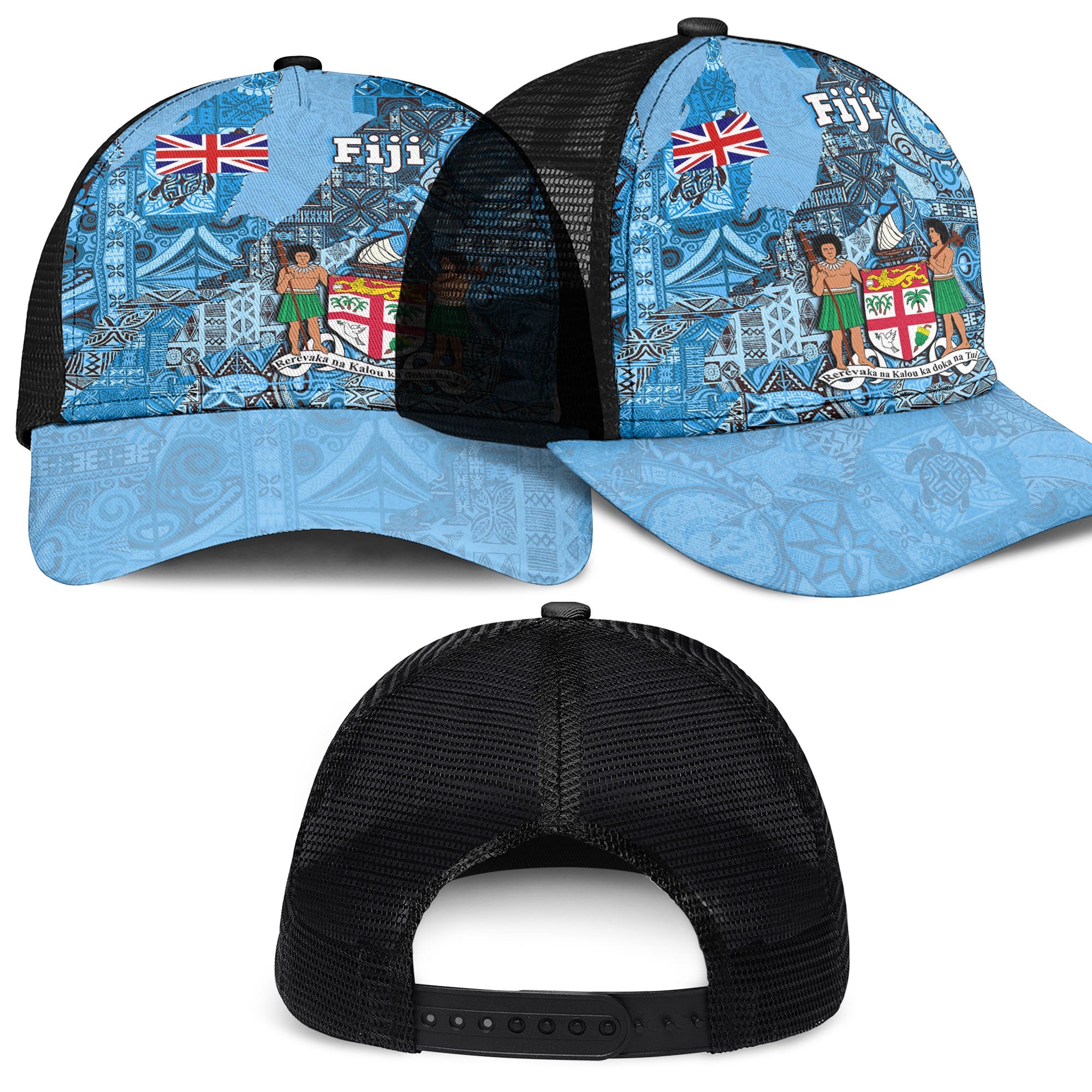 Fiji Flag & Coat Of Arms Mesh Back Cap