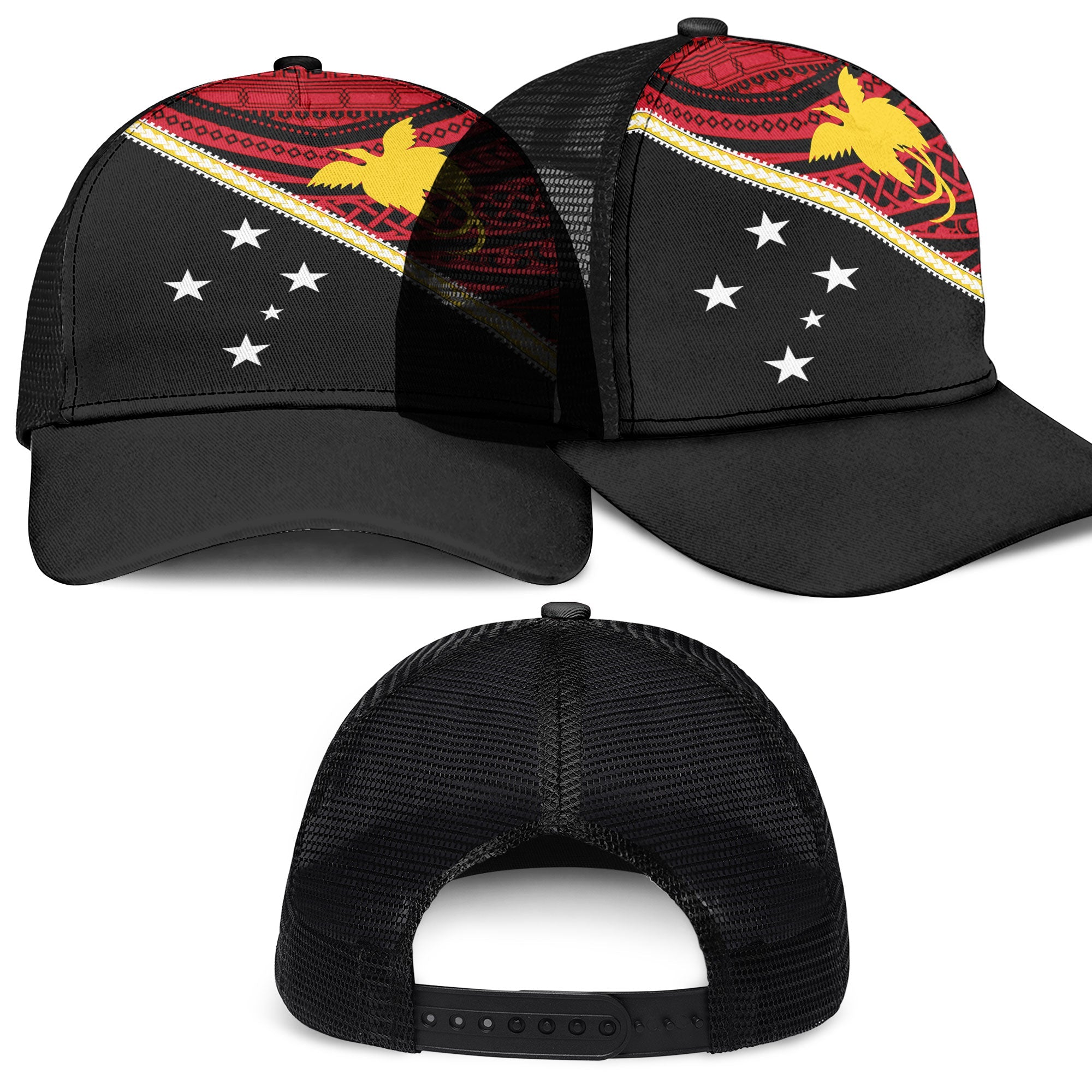 Papua New Guinea Mesh Back Cap Polynesian Flag Style