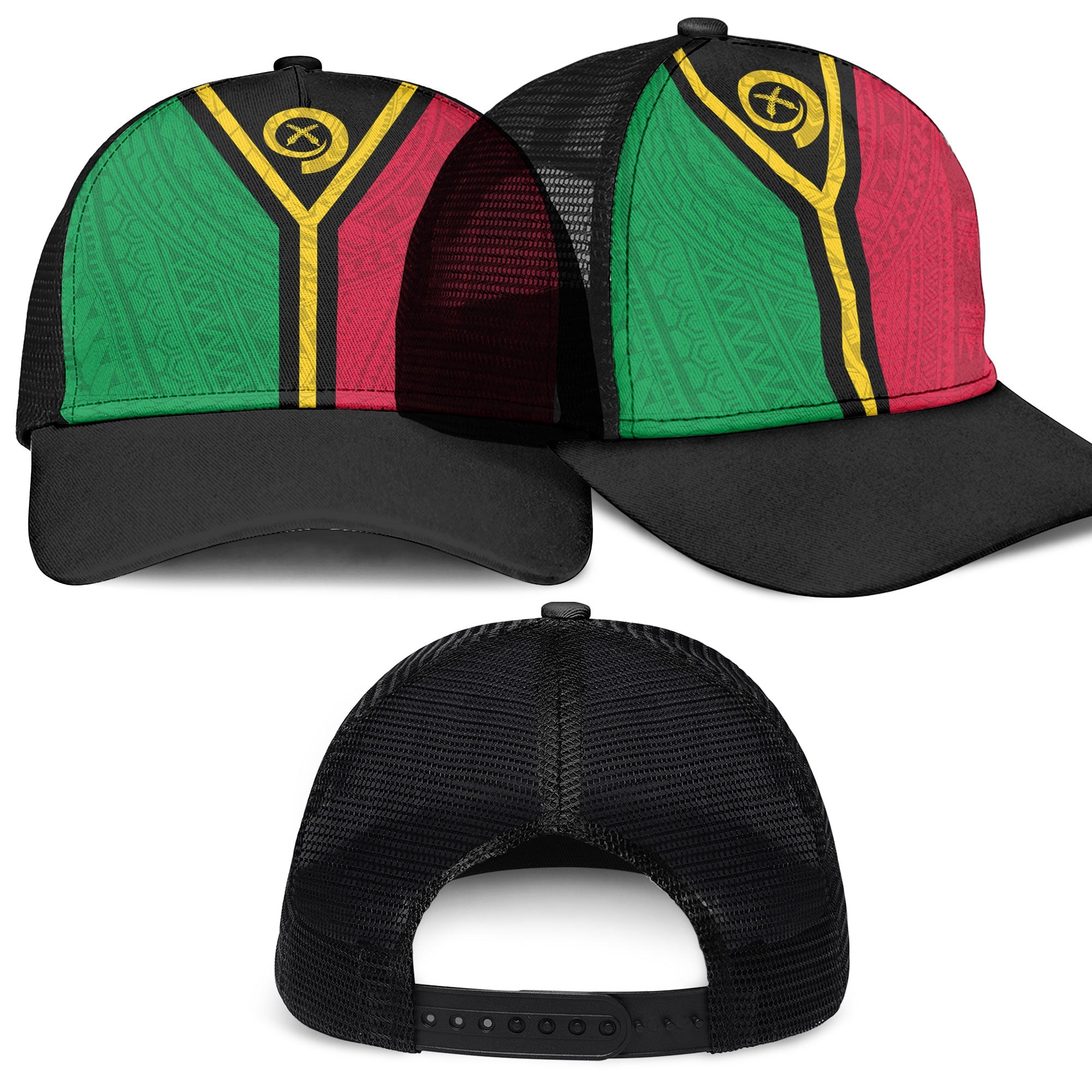 Vanuatu Mesh Back Cap Polynesian Flag Style