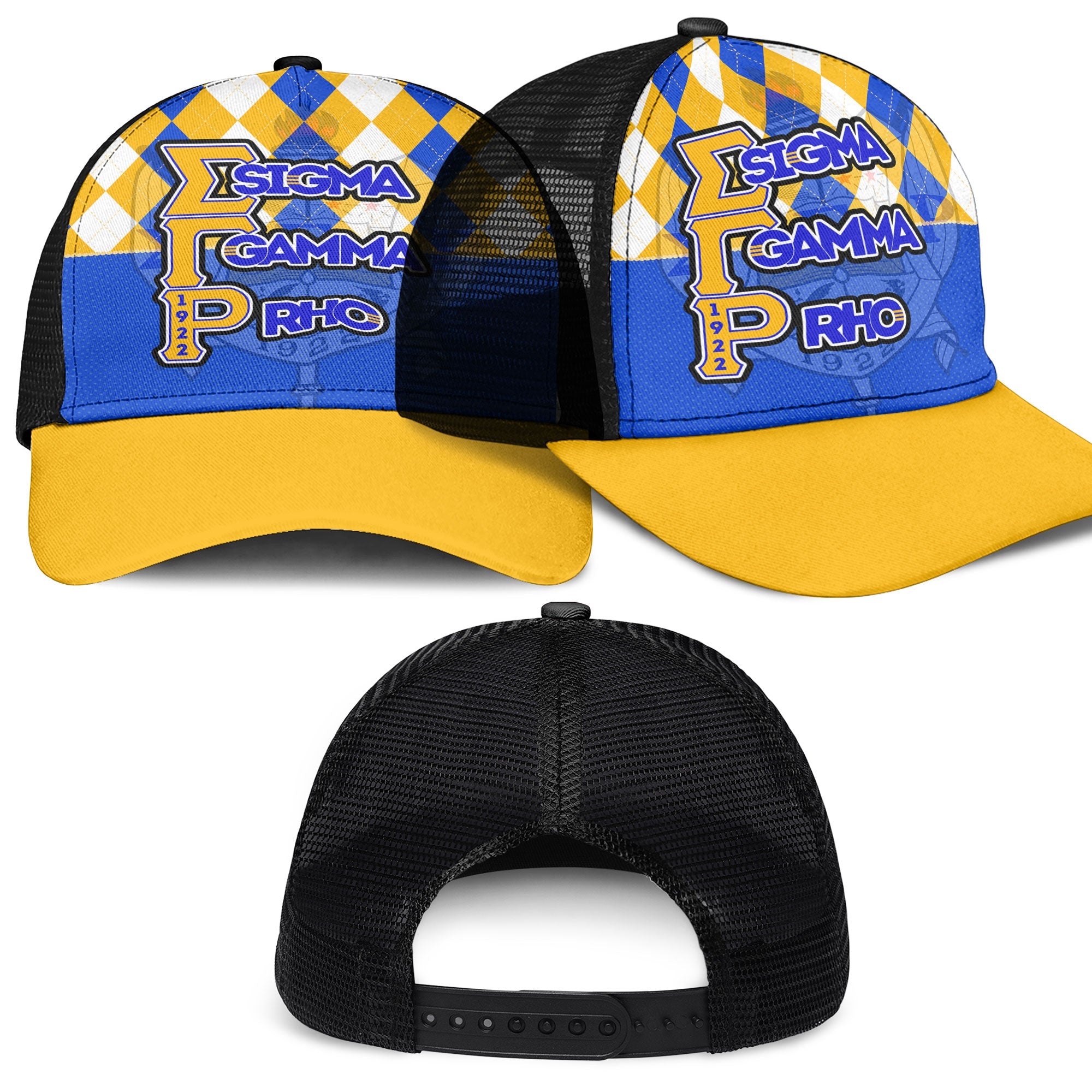 Sorority Cap - Christmas Sigma Gamma Rho Girl Mesh Back Cap Rhombus Pattern Style