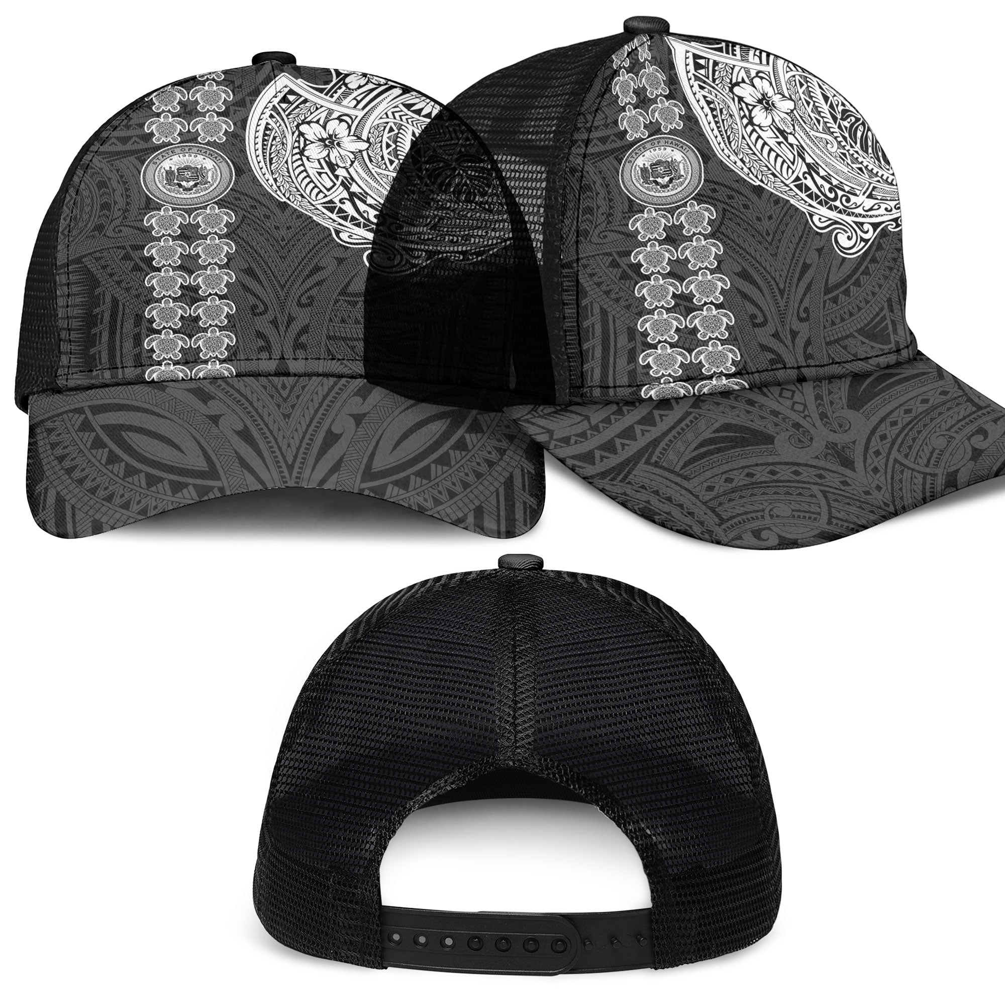 Hawaii Seal Polynesian Turtle Line Mesh Back Cap