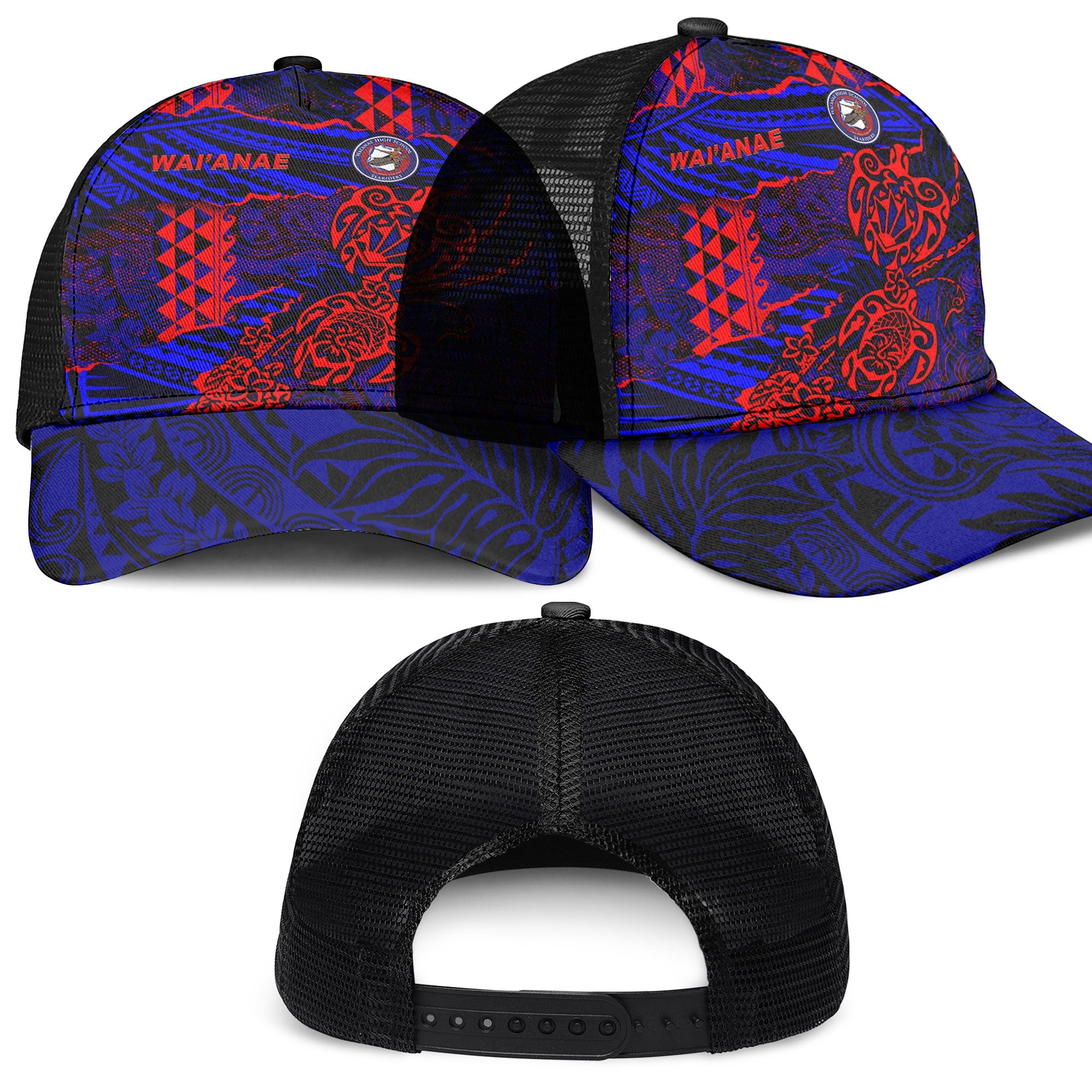 Hawaii Waianae High School Mesh Back Cap Polynesian Turtle Style