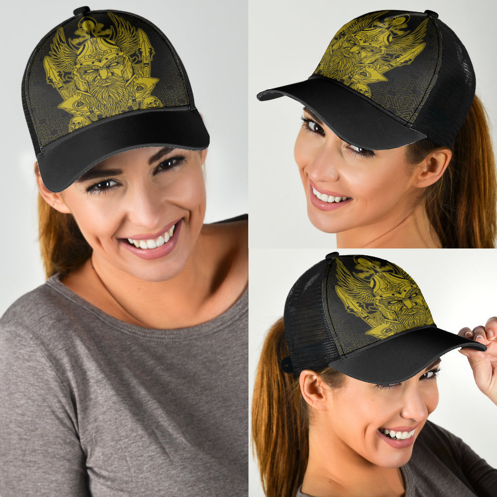 Viking Mesh Back Cap Odin And Raven Gold