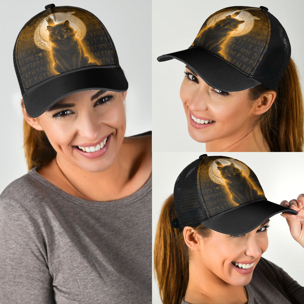 Viking Mesh Back Cap Fenrir Viking Wolf Gold Version