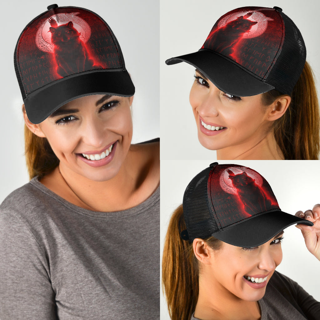 Viking Mesh Back Cap Fenrir Viking Wolf Red Version