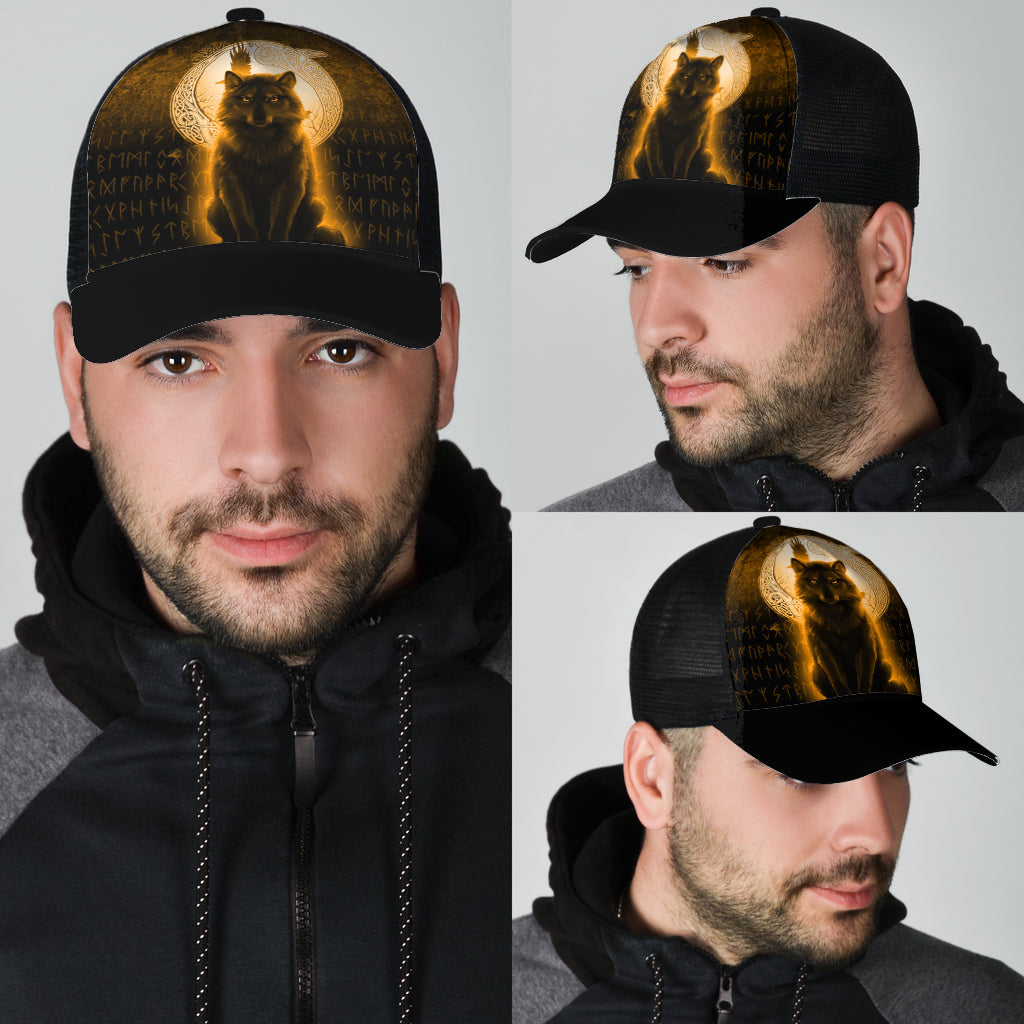 Viking Mesh Back Cap Fenrir Viking Wolf Gold Version