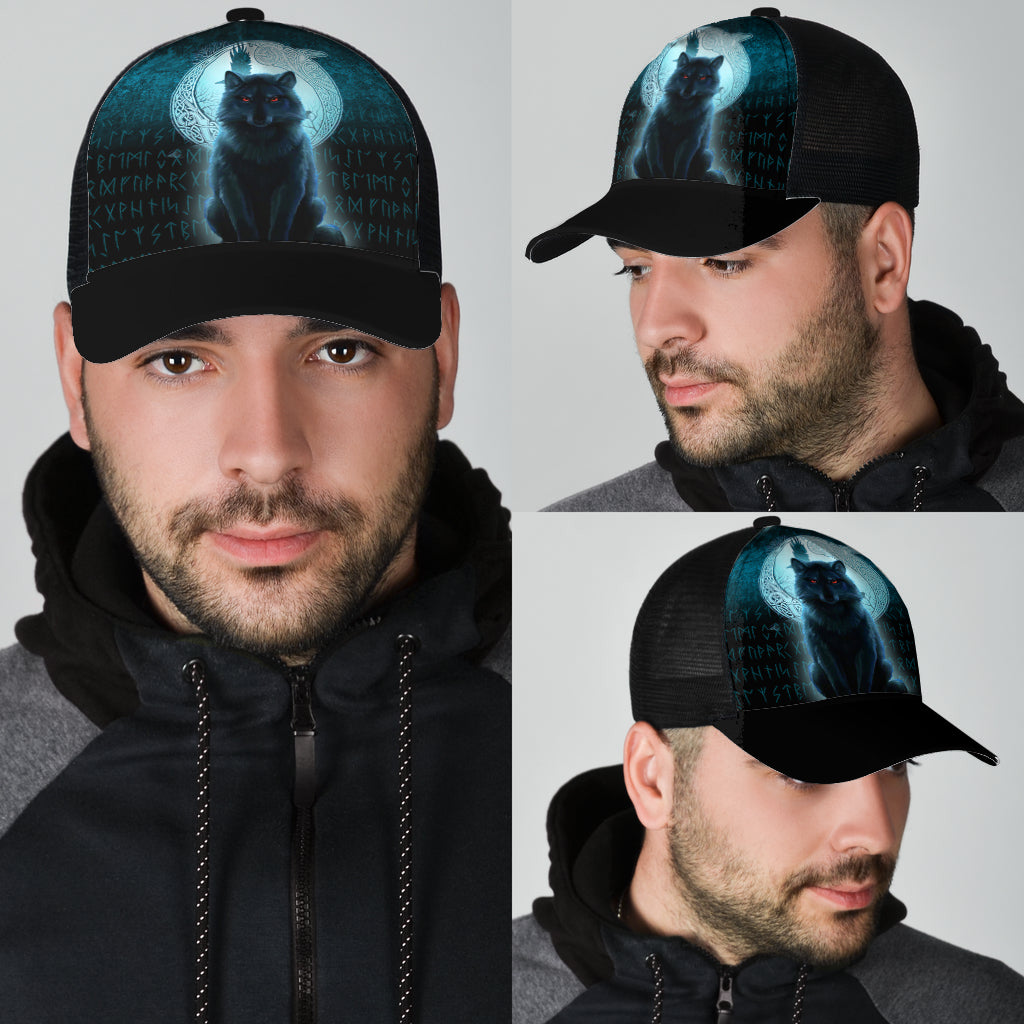 Viking Mesh Back Cap Fenrir Viking Wolf Cyan Version