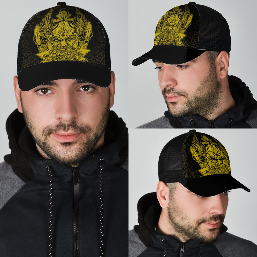 Viking Mesh Back Cap Odin And Raven Gold