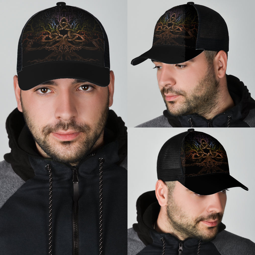 Viking Mesh Back Cap Colorful Tree Of Life With Triquetra