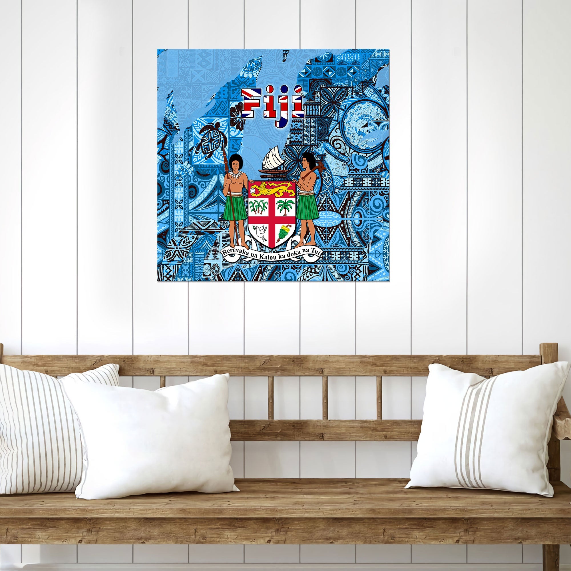 Fiji Flag & Coat Of Arms Metal Signs