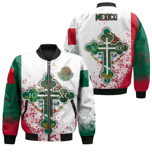 Mexico Bomber Jacket Flag & Coat Of Arms Orthodox Style