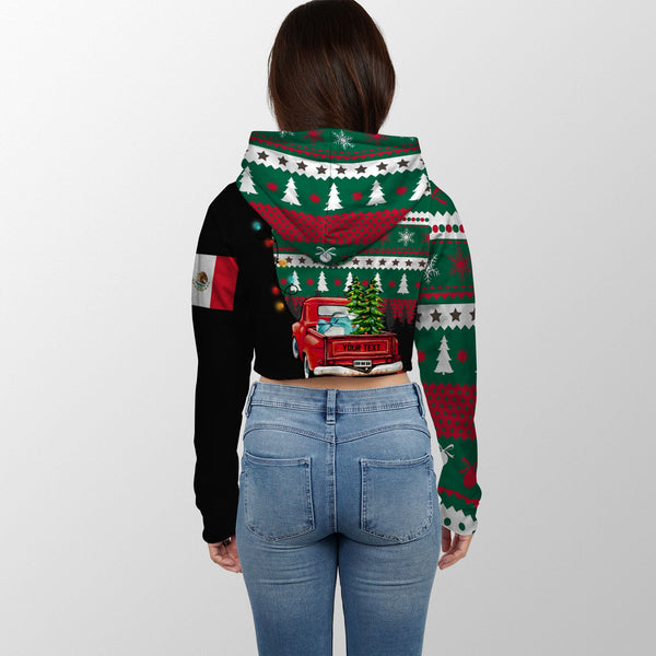 Mexico Crop Hoodie Coat Of Arms Christmas Style