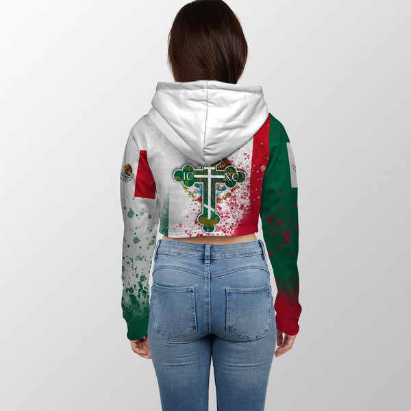 Mexico Crop Hoodie Flag & Coat Of Arms Orthodox Style