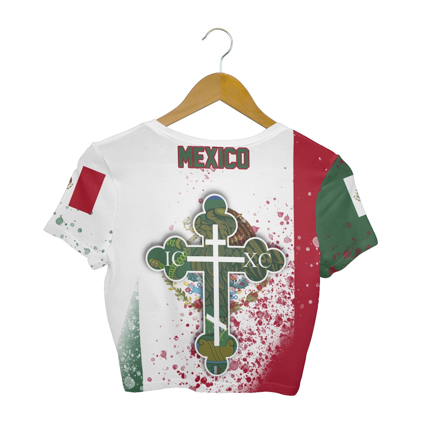 Mexico Crop Top T Shirt Flag & Coat Of Arms Orthodox Style