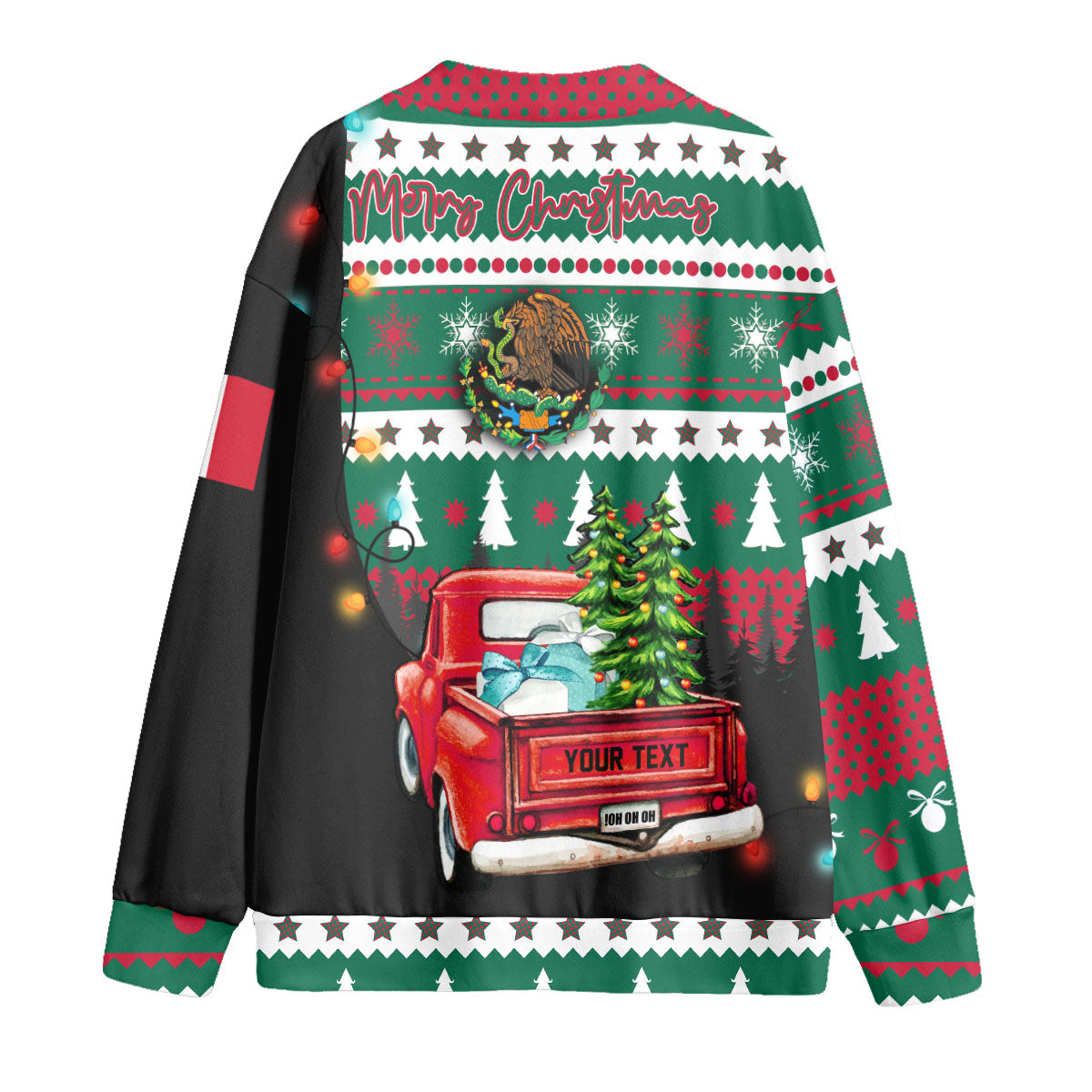 Mexico Fleece Cardigan Coat Of Arms Christmas Style