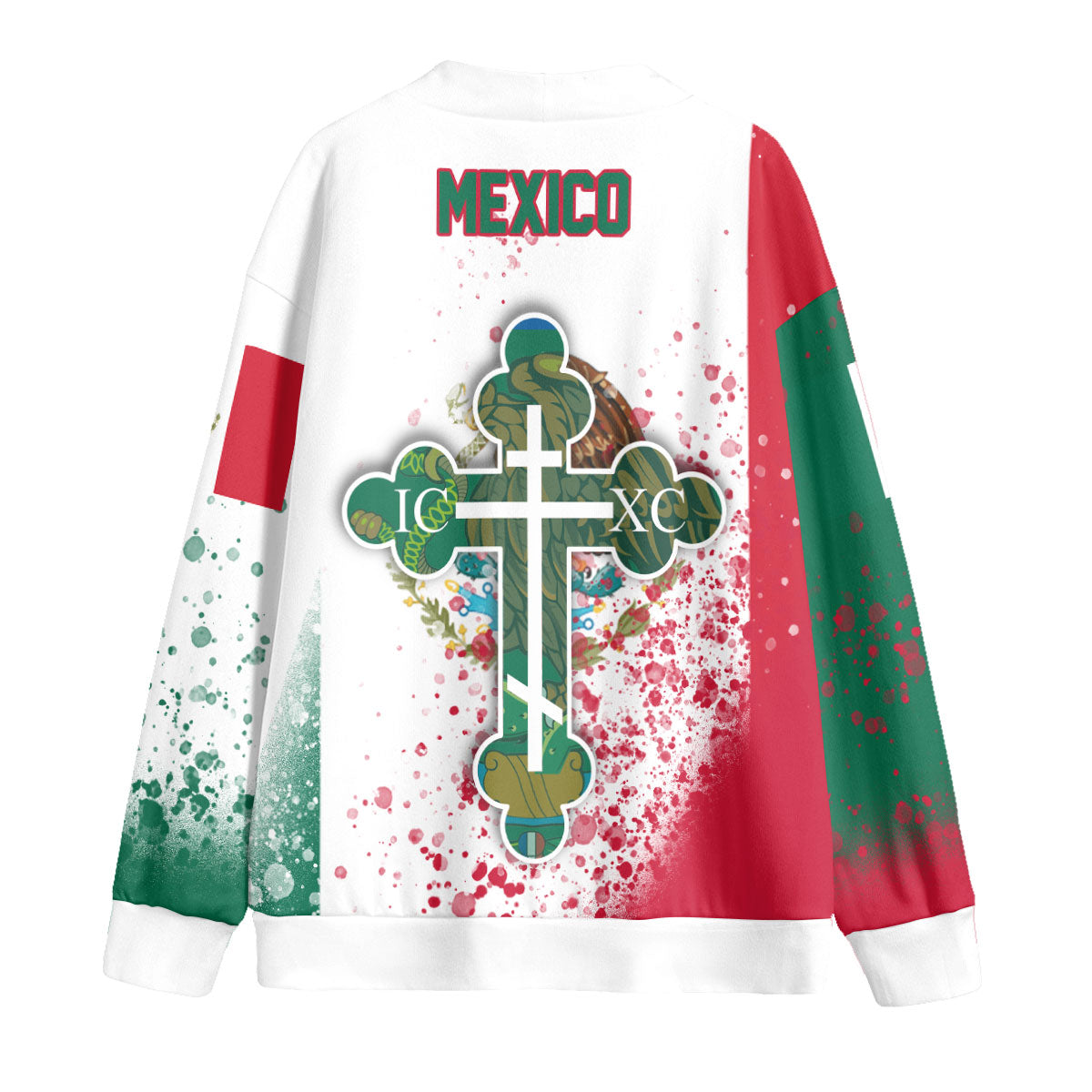 Mexico Fleece Cardigan Flag & Coat Of Arms Orthodox Style