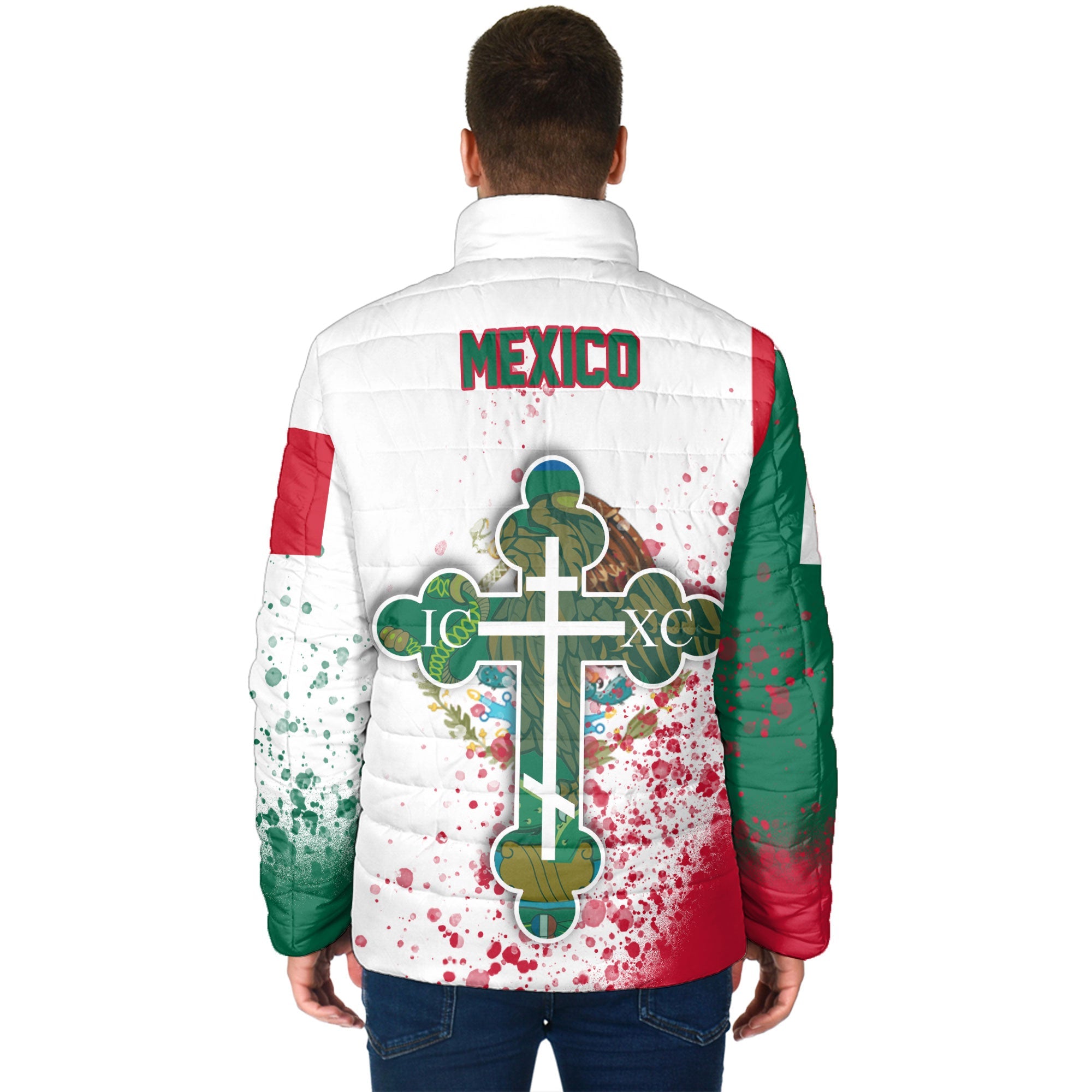 Mexico Men Padded Jacket Flag & Coat Of Arms Orthodox Style