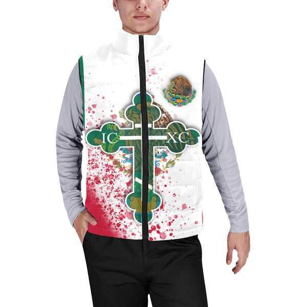 Mexico Men Padded Jacket Vest Flag & Coat Of Arms Orthodox Style