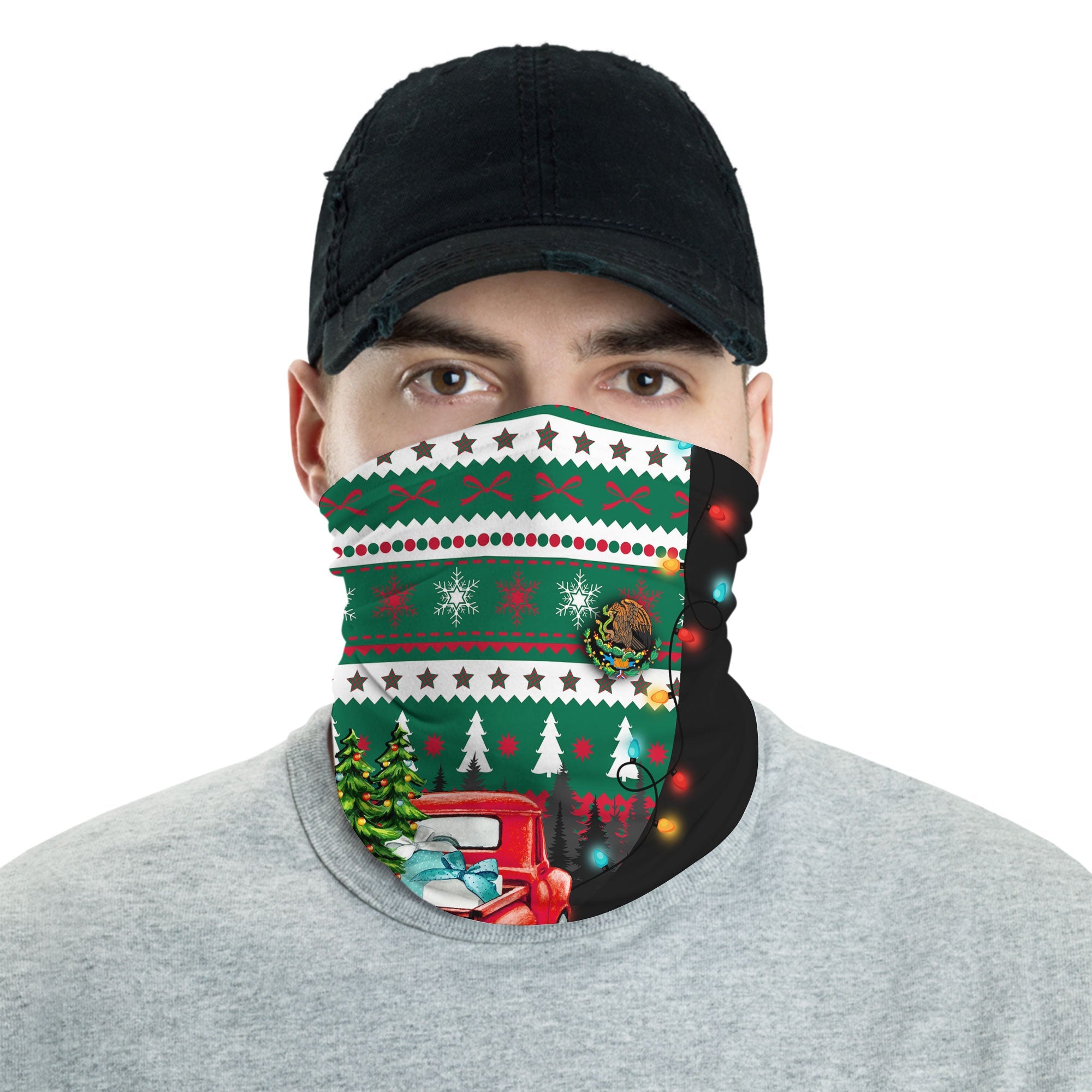 Mexico Neck Gaiter Coat Of Arms Christmas Style