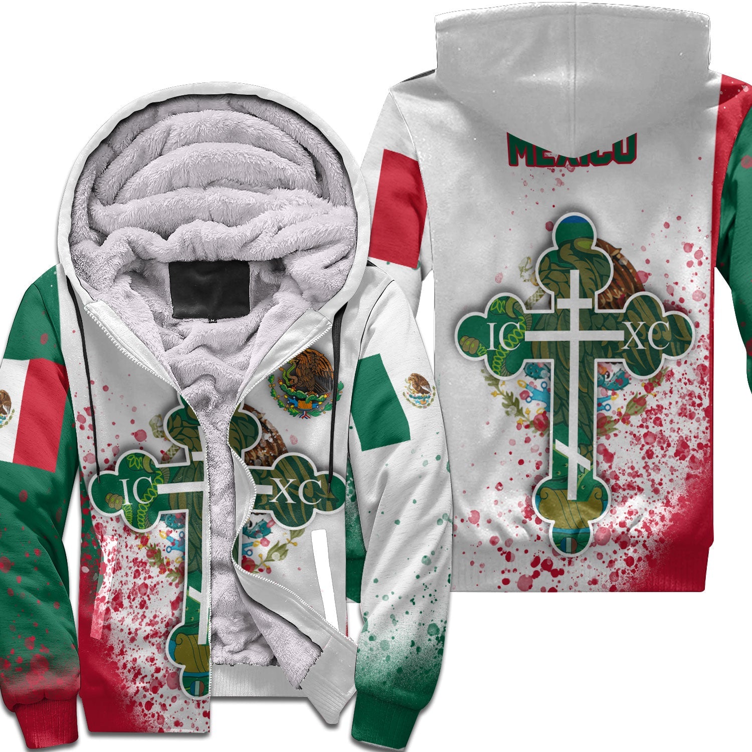 Mexico Sherpa Hoodie Flag & Coat Of Arms Orthodox Style