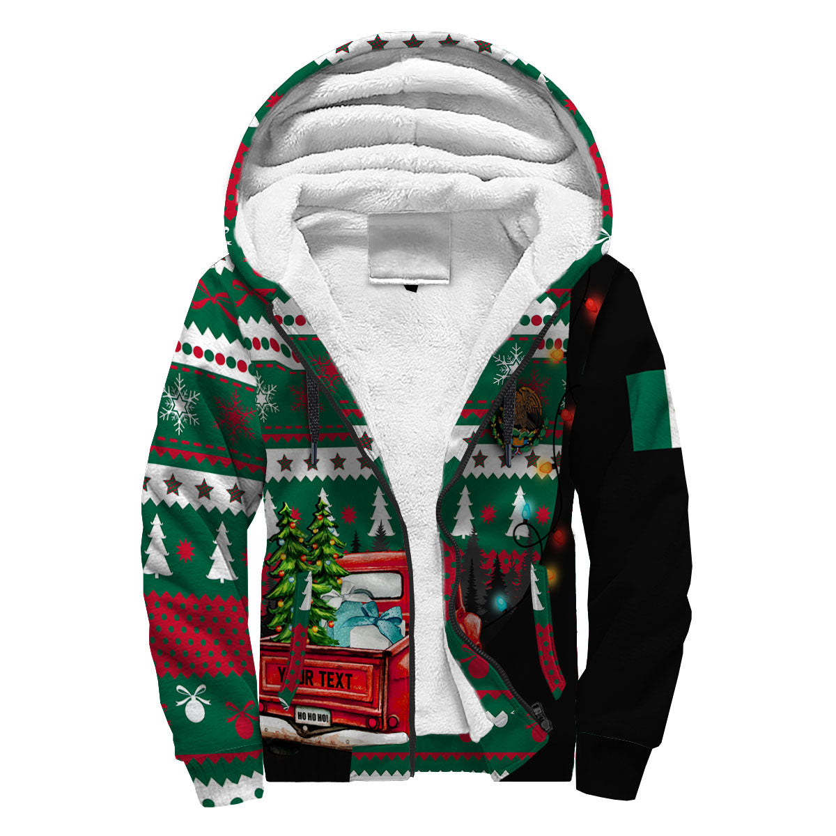 Mexico Sherpa Hoodie Coat Of Arms Christmas Style