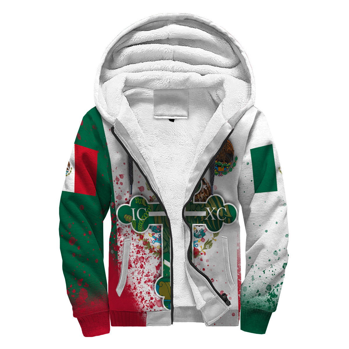 Mexico Sherpa Hoodie Flag & Coat Of Arms Orthodox Style