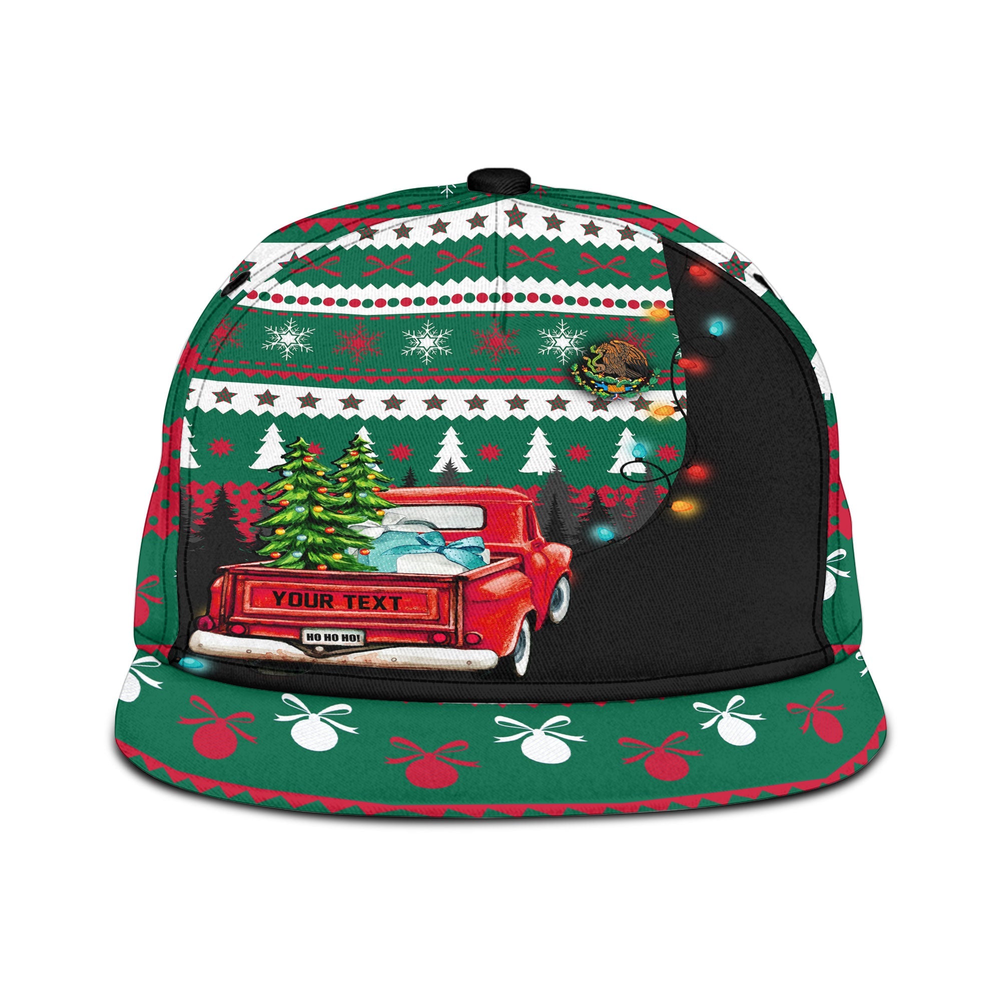 Mexico Snapback Hat Coat Of Arms Christmas Style