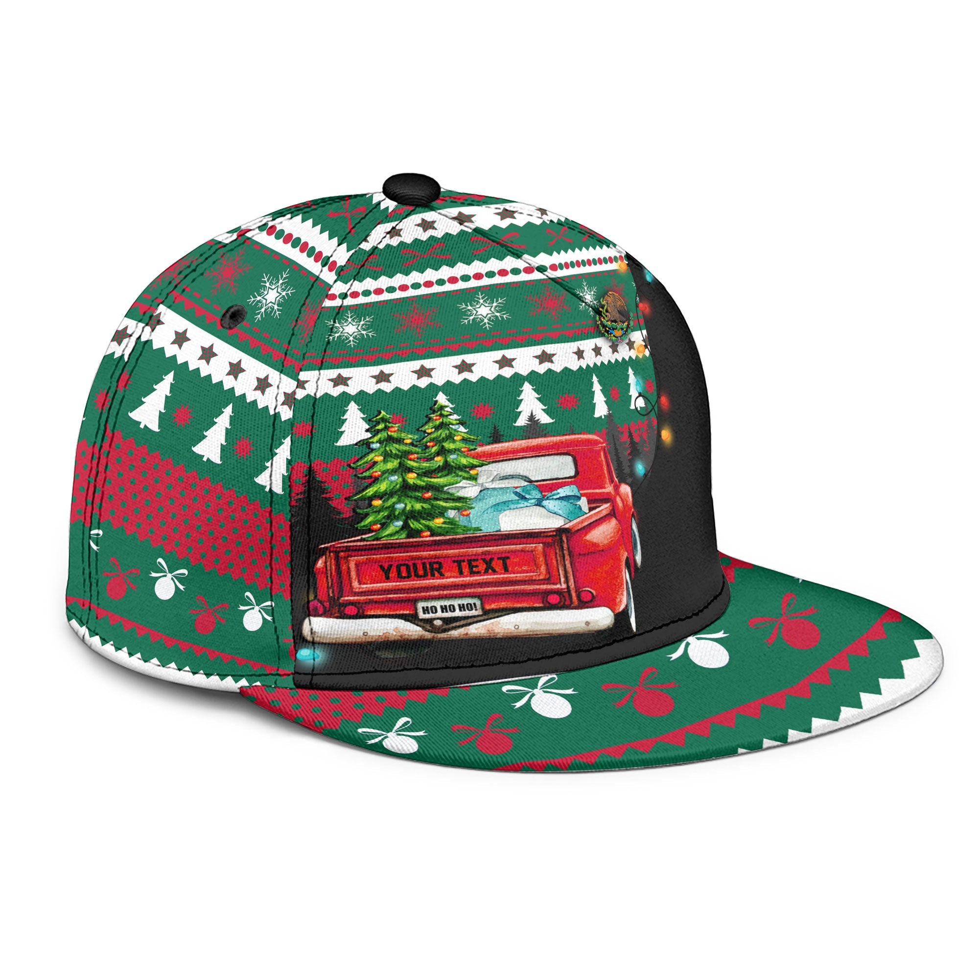 Mexico Snapback Hat Coat Of Arms Christmas Style