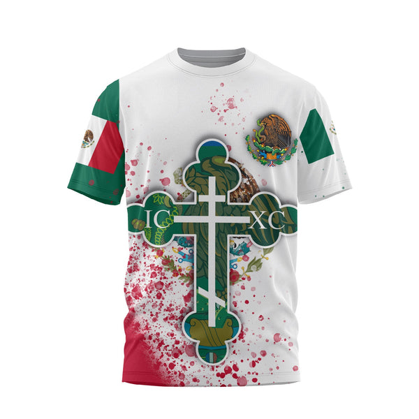 Mexico T Shirt Flag & Coat Of Arms Orthodox Style