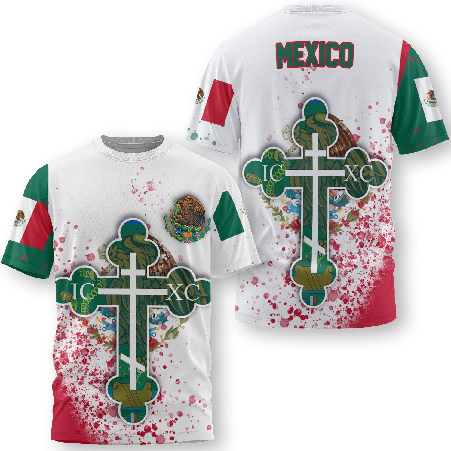 Mexico T Shirt Flag & Coat Of Arms Orthodox Style